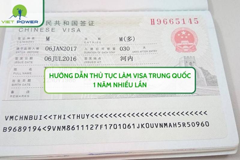 Hướng Dẫn Thủ Tục Làm Visa Trung Quốc 1 Năm Nhiều Lần
